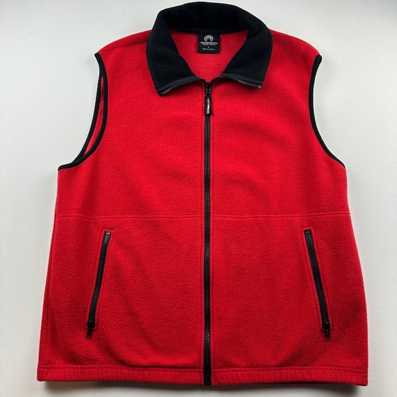 Weatherproof Garment Company Fleece Vest Mens Size L Full Zip Red Black Gorpcore - Picture 1 of 8